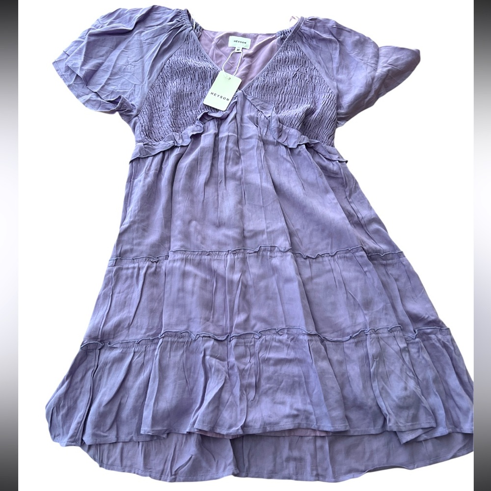 NWT Heyson Lavendar V-neck Flutter sleeve Dress
